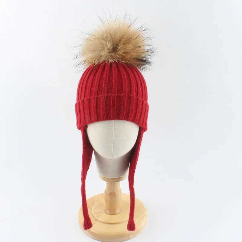 Winter Baby Knitted Hat Pompom Real Fur Ball Wool Baby Bonnet Hat for Girls Boys Infant Beanie Kids Cap Toddler Accessories 16YL251024