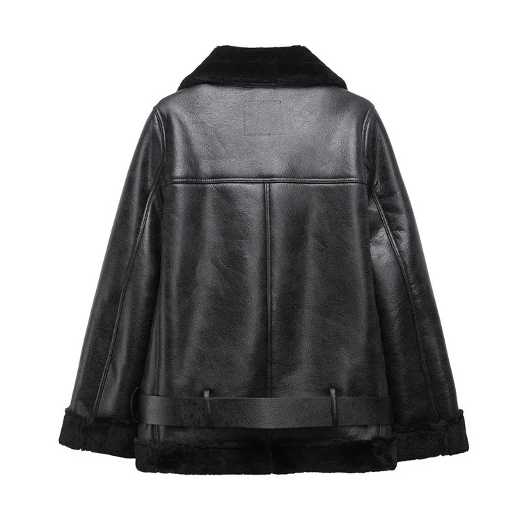The womens jacket with extra thick warm and lamb feather rider artificial fur 251021