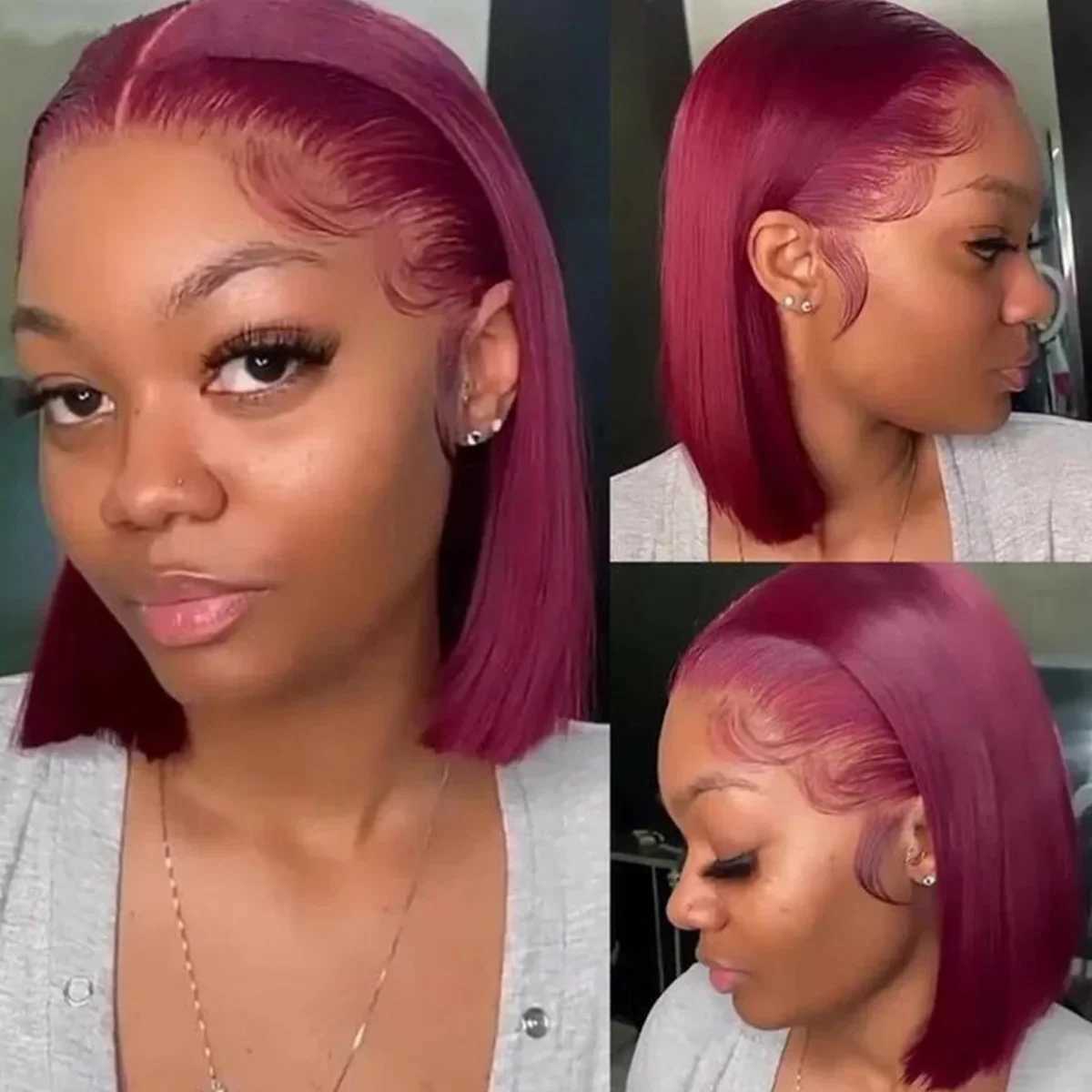 99J Burgundy 13x4 Bob Straight Pre Plucked Human Hair Wigs Short Brazilian Human Hair Wigs Transparent Lace Human Hair Wig W251023