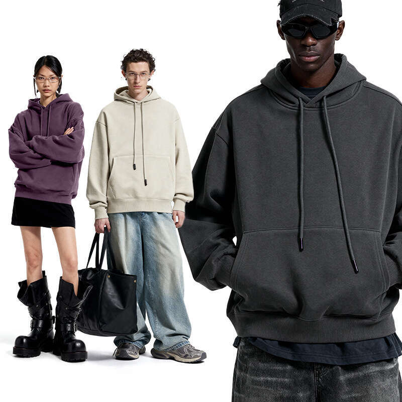 Men's Clothing|American Style Solid Color 350g Sweatshirt 25 Winter New 10 Colors Fleece Hoodie Top for Men