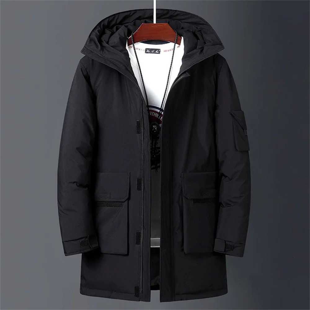 Mens Casual Long Hooded Parka Jacket Autumn Winter Midlength White Duck Down Puffer Jackets Men Brand Thicken Warm Padded Coat Z251024