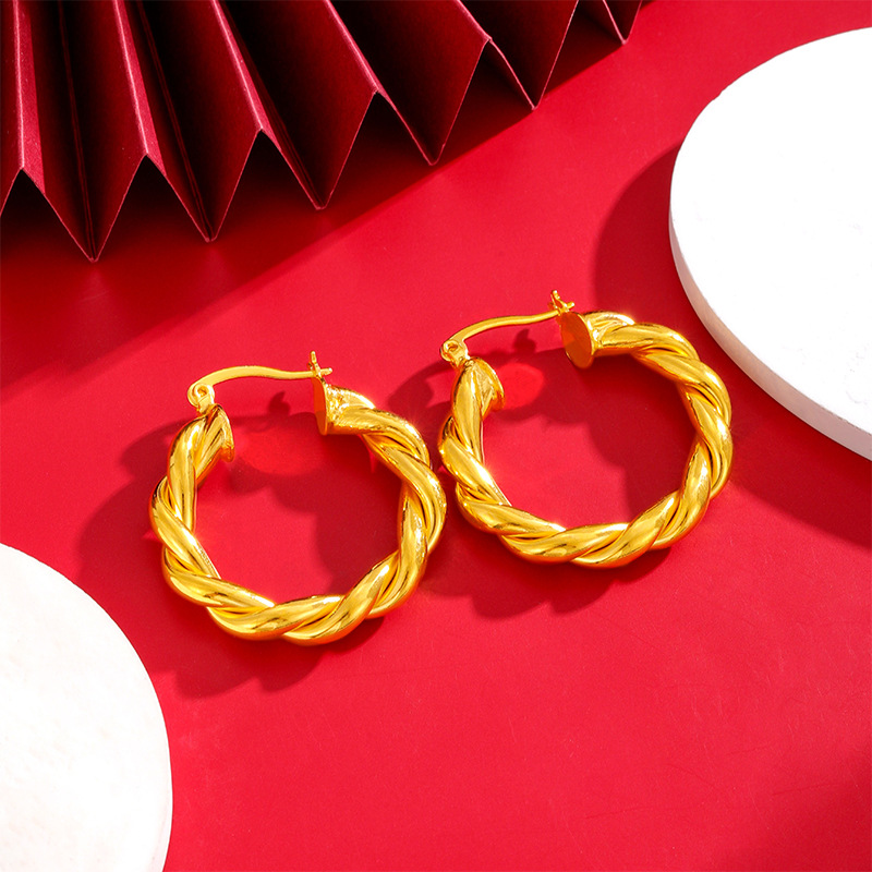 Luxury earrings Vintage earrings with high-end feel, 18K gold trendy woven texture earrings Designer earrings gold earrings stud earrings free shippin