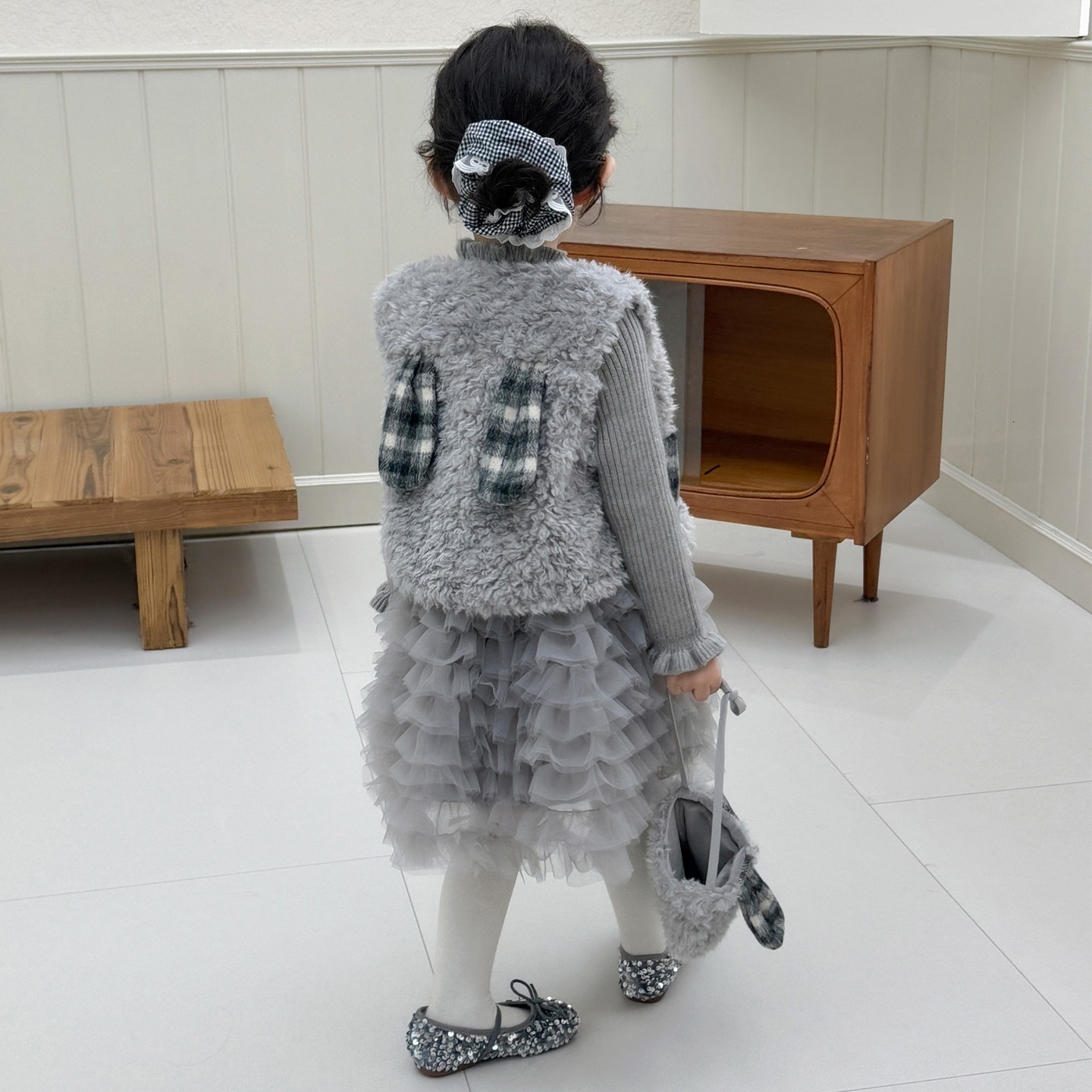 Girl fashion designer vest and dress set for autumn and winter, new Korean style children's winter thick two-piece set