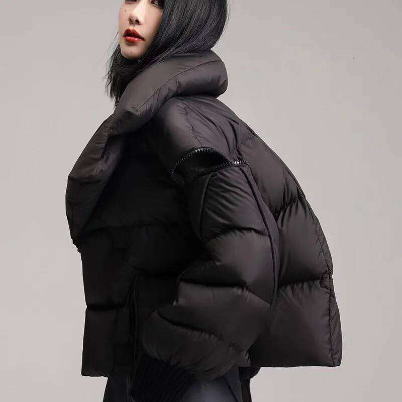 Overcoat 2025 New Fashion Winter White Duck High Quality Knitted Patchwork Lapel Women Down Jacket Coats Designer Women