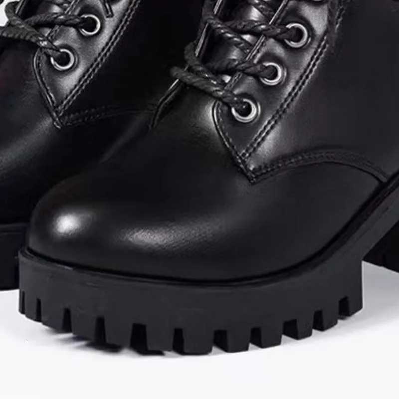 Winter Womens Boots 2025 New Lace Up Boots for Womens Fashion Thick Heel Side Zipper Ankle Boots Warm Female Motorcycle Shoes W251024