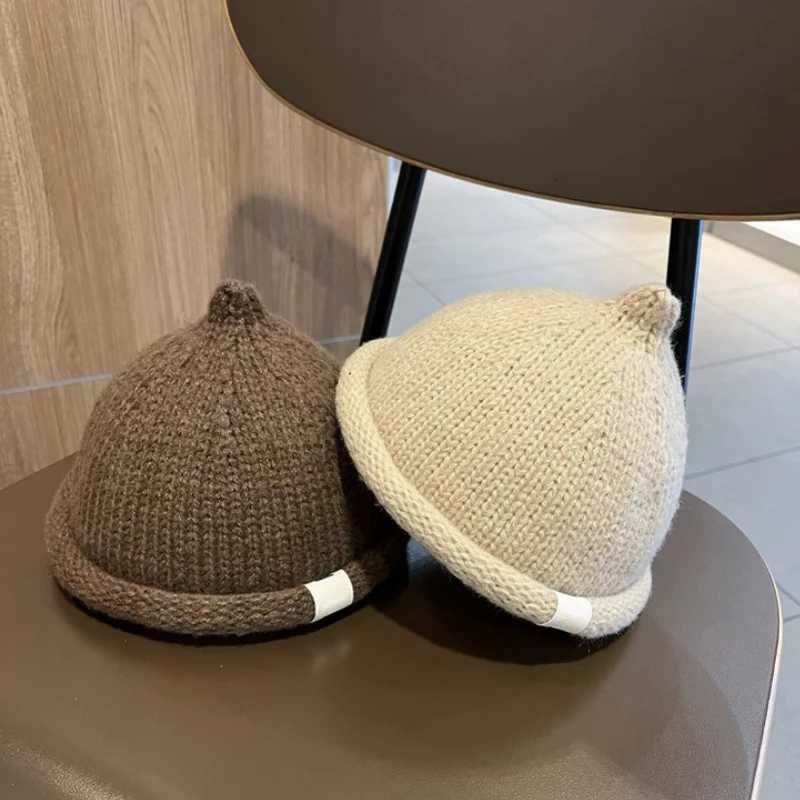 Korean Baby Knitted Hat Winter Autumn Warm Infant Boy Girl Beanie Cap Solid Color Kids Wool Hats BonnetL251024