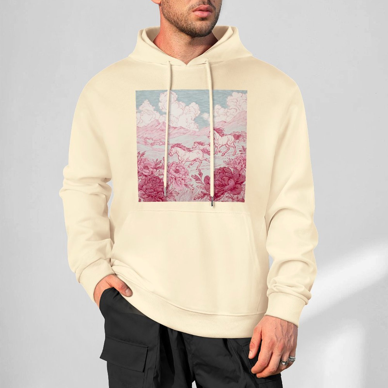 H Designer Fall Winter Hoodie Luxury Horse Print Design Unisex Long Sleeve Streetwear Hip Hop Oversized Fit Hoodie Men's Fashion Apparel H43
