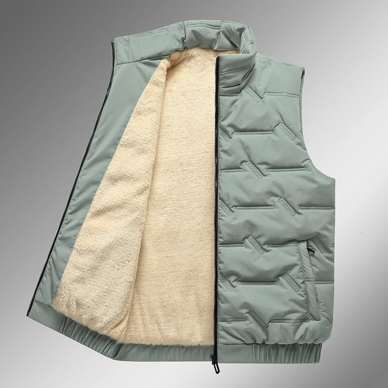 Male Soft Lamb Wool Windproof Vest Winter Waterproof Zipper Vests Coat Waistcoat Cashmere Mens Jacket Sleeveless Down Vest 251020