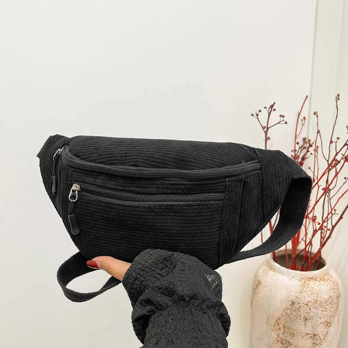 Casual Corduroy Belt Bags for Men Women Fashion Fanny Pack Female Banana Waist Bag Hip Purse Shoulder Crossbody Chest Bag PocketL251024