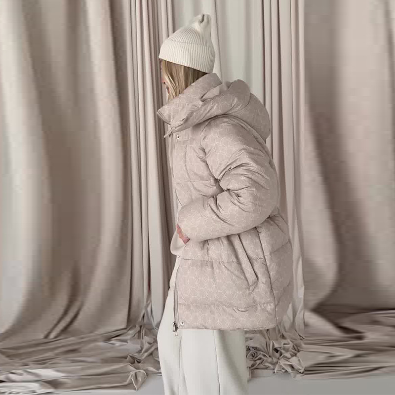 2025 Autumn New Women's Printed Warm Comfortable Mid-Length Cotton Jacket