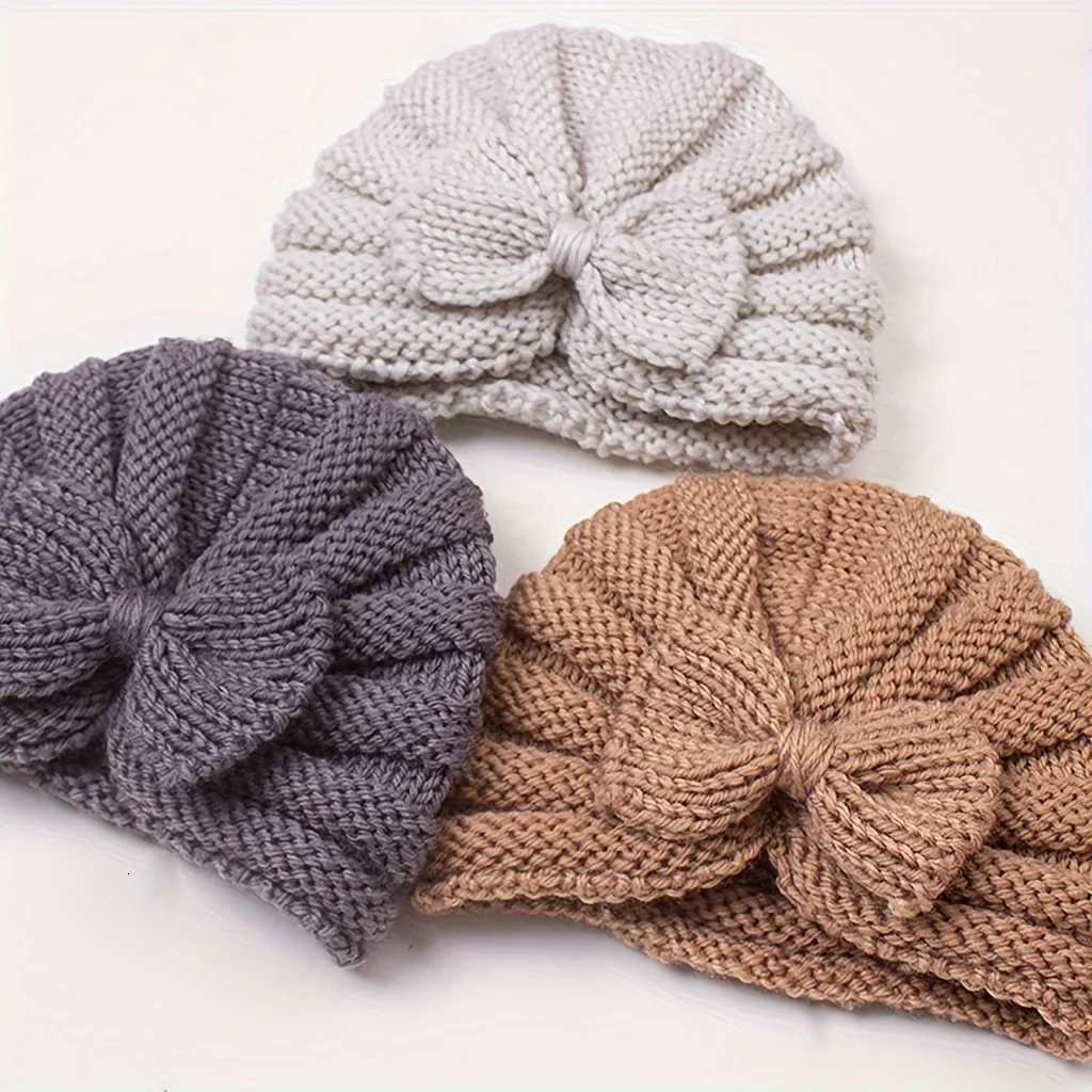 INS Baby Bow Knit Hat Stretchy Winter Warm Cap with MoistureWicking Soft Fleece Yarn for Infants Autumn Winter Daily BirthdayL251024