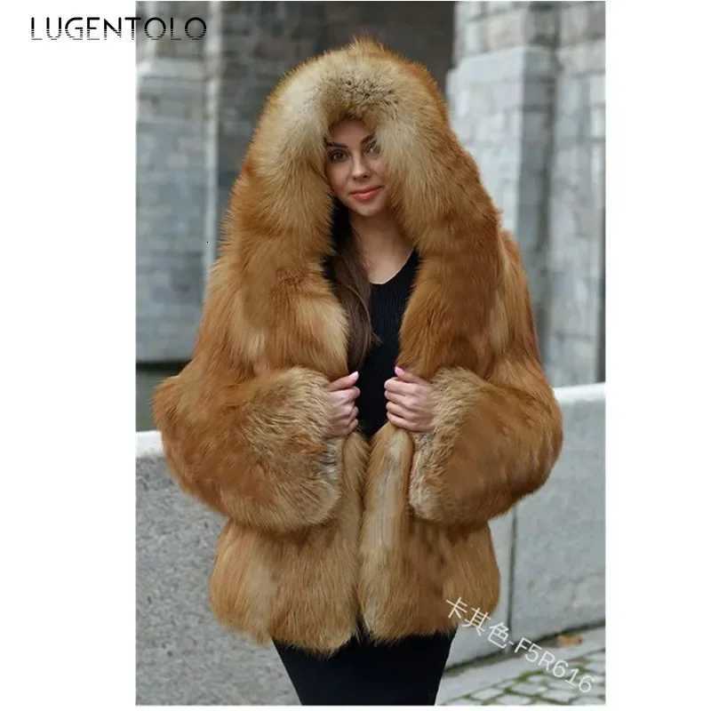 Women Warm Faux Fur Winter THiCKen Hooded Faux Fox Fur Coat Lady 2025 New Casual Large Size CloTH Available 5XL H251024