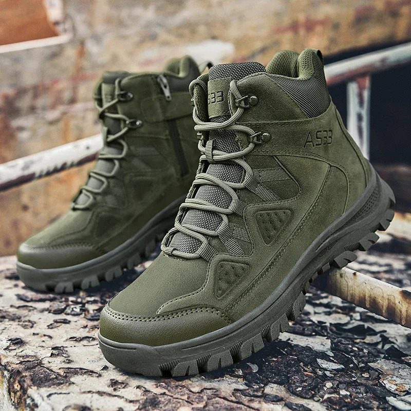 Basic Boots Men Tactical Boots Tactical Desert Combat Boots Work Safety Shoe Snow Leather Winter Zip Outdoor Casual Sneakers 251021