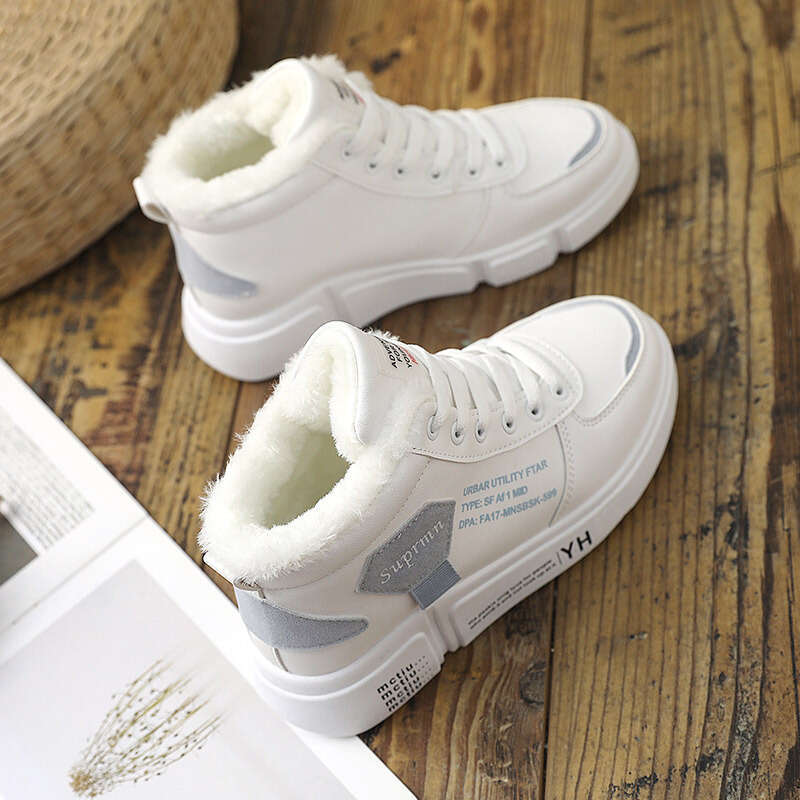 hot Classic New Cotton Shoes for Women Versatile Korean Style Color Block Student Thick Sole Fleece Lined Winter Short Boots sport Casual boots