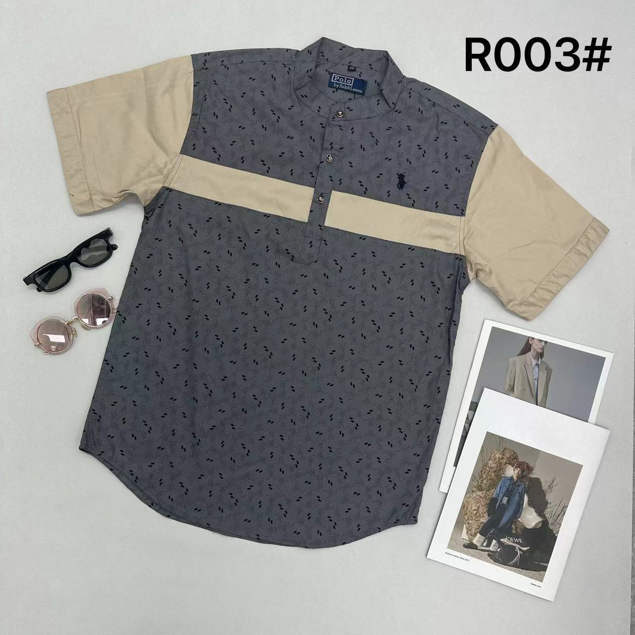 Men's Loose Printed Cotton Shirt - 100% Cotton, Breathable Soft, Trendy Printed Pattern, Casual Short Sleeve Shirt for Daily & Holiday(R003) - NO