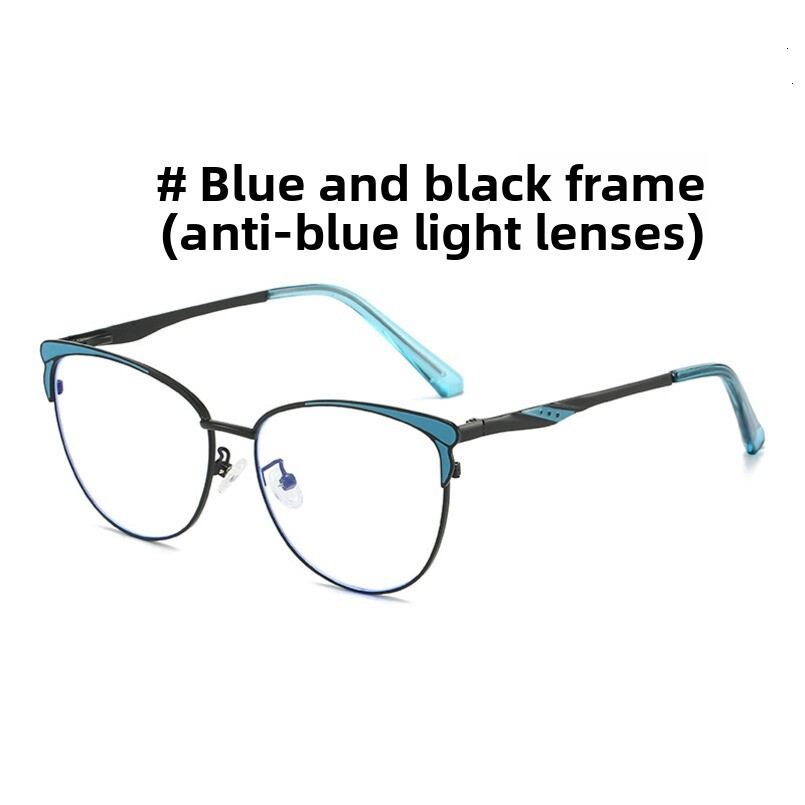 New Blue Light Blocking Versatile Cat Eye Frame Fashion Ins Personality Trendy Women's Special No Makeup Glasses