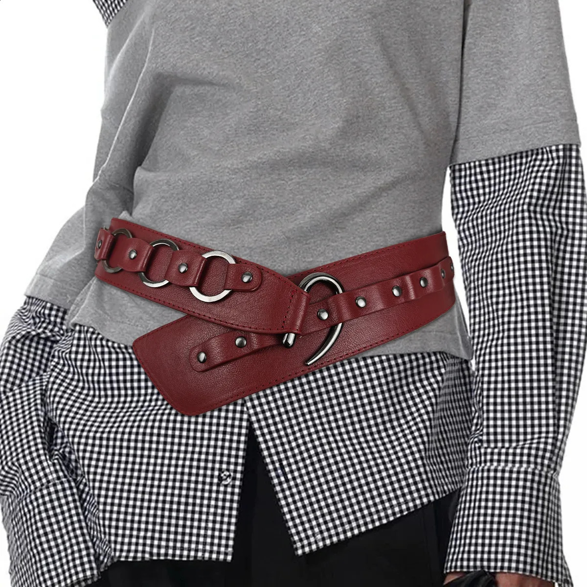 Retro Vintage Rivet Leather Belt Y2k PU Leather Womens Waist Belt HeavyDuty Chic Dress Jeans Belt Waist Decoration 251013