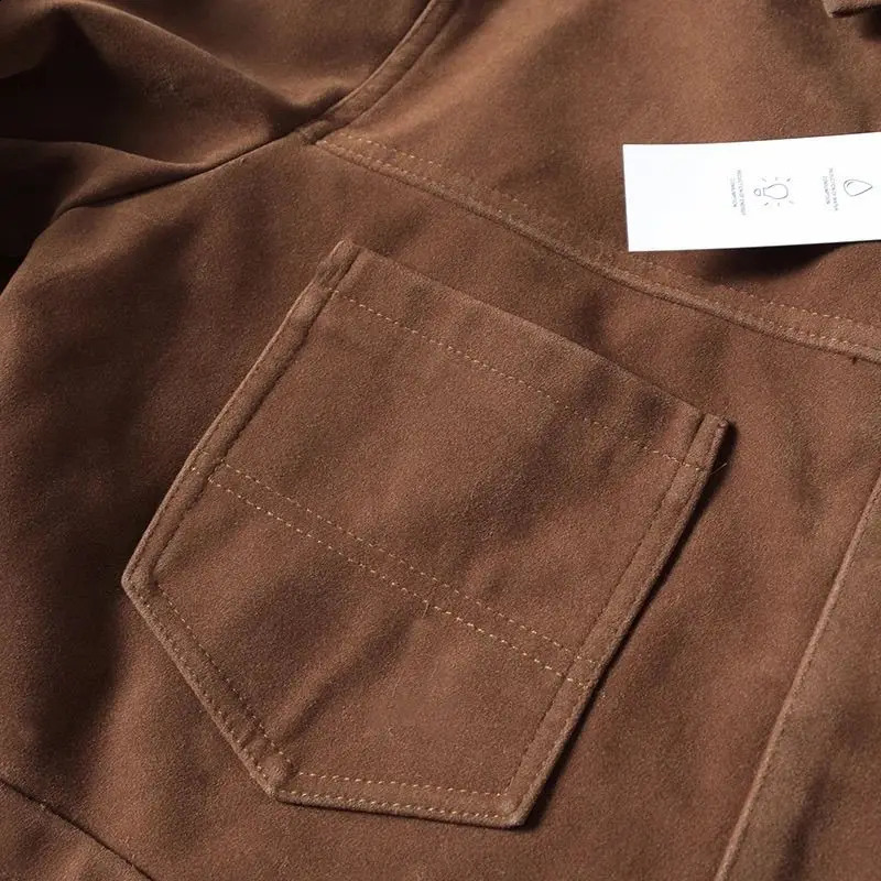 Suede Bomber Jacket Men Vintage PU Brown Leather Jacket Outerwears Spring Autumn Utility Jacke Mens Windbreaker Fall Clothes 251023