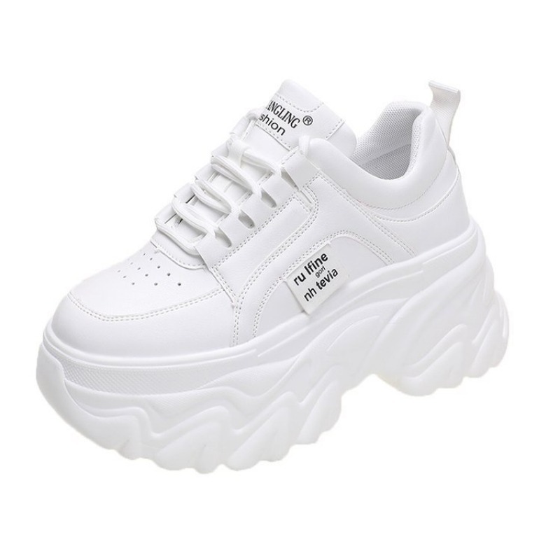 Rimocy White Black Chunky Sneakers Women Spring Autumn Thick Bottom Dad Shoes Woman Fashion PU Leather Platform Sneakers with Durable PU Leather