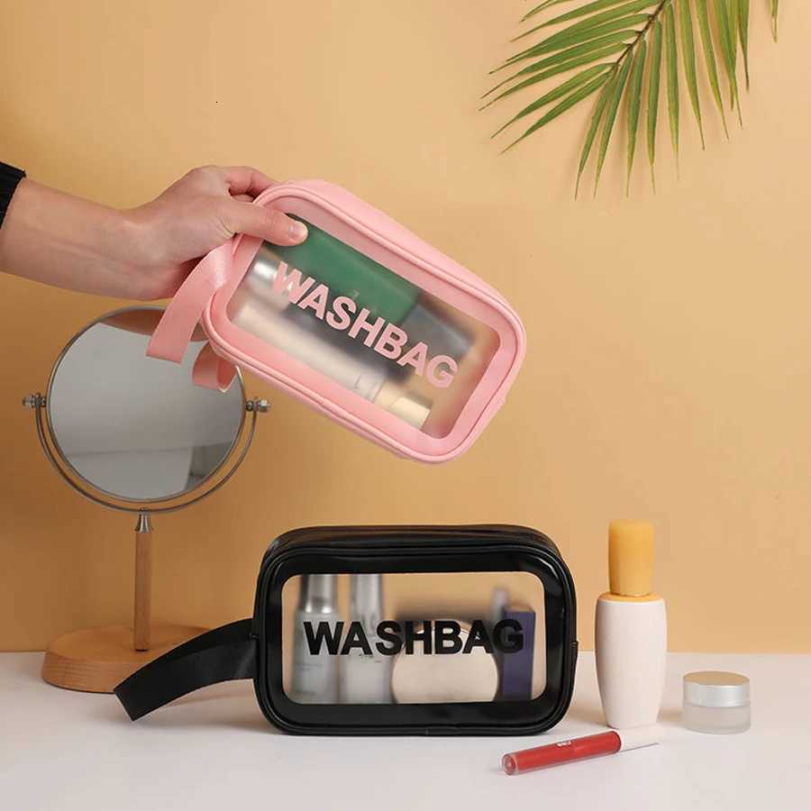 Portable Makeup Bag Large Capacity Make Up Brushes Lipstick Powder Travel Cosmetics Storage Toiletry Bag Waterproof TransparentT251024