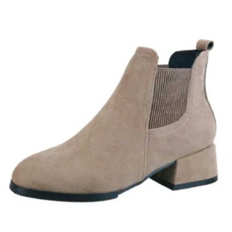 Autumn Winter Boots women Camel Black Ankle Boots For Women Thick Heel Slip On Ladies Shoes Boots Bota Feminina 3540 W251024