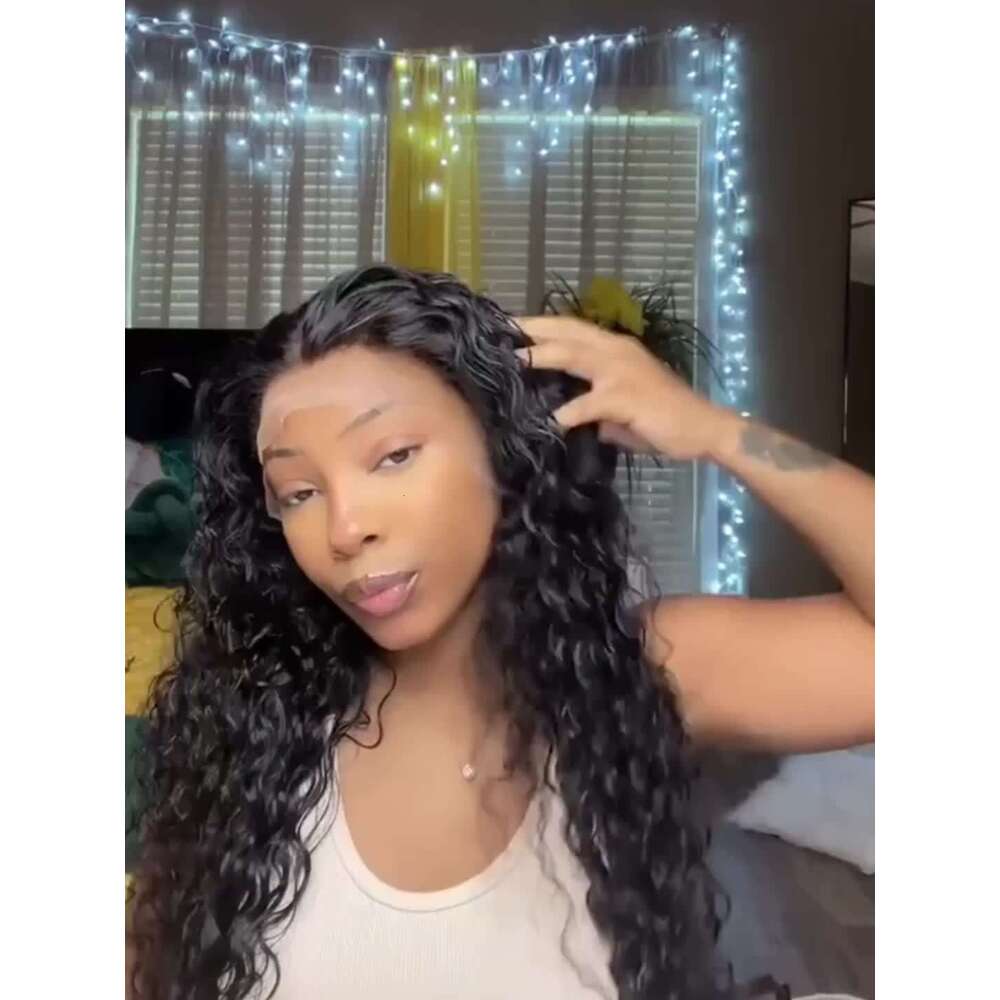 Luxurious 26" Water Wave Black Women - Natural-Looking, Pre-Plucked Hairline, Heat-Resistant Fiber, Glueless with Secure Adjustable Cap, Ideal fo