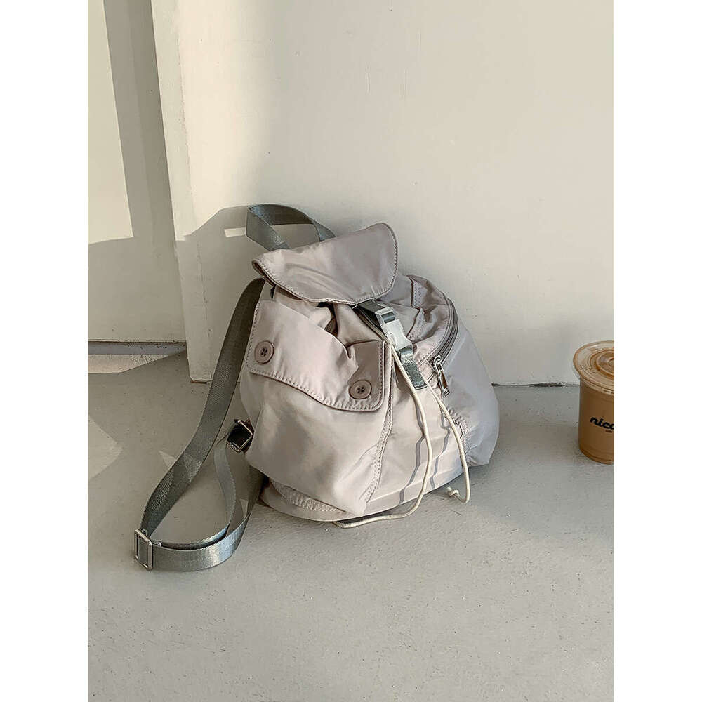 Spring And Autumn New Drawstring Small Backpack Women, Trendy Ins Style, Korean Version, College Student Backpack, Versatile Nylon Bag For Classes B5