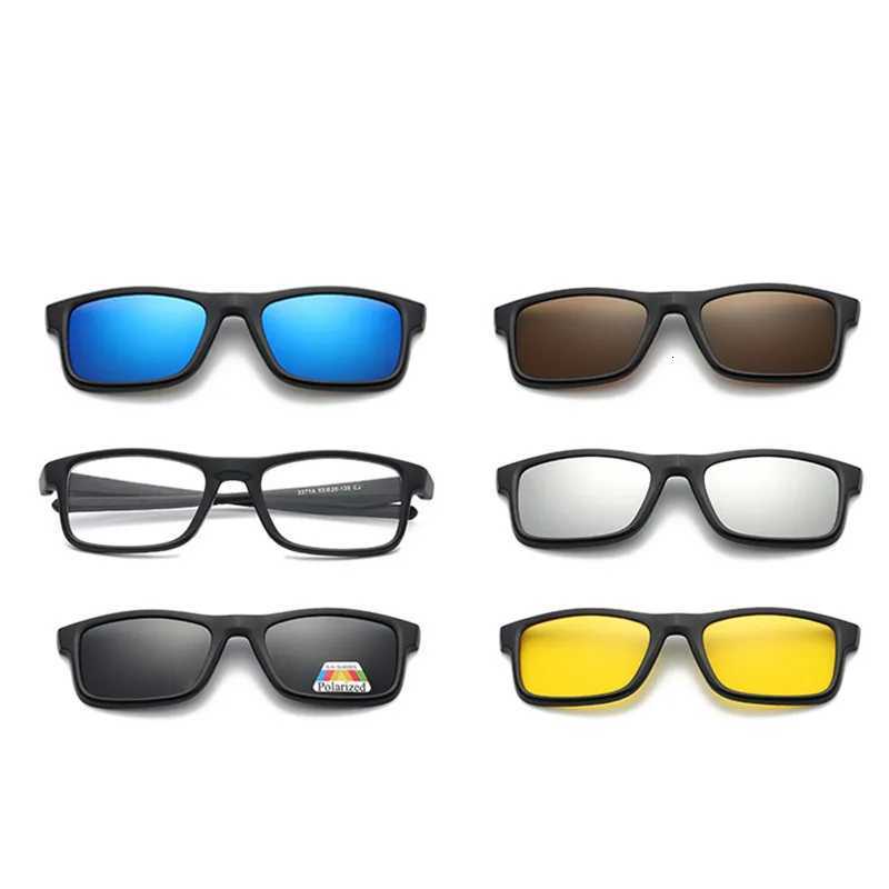 6 In 1 Corrective Glasses With Clips On Sunglasses Men Women No Screw Frame Spectacles Prescription Custom For Myopia F010T251024