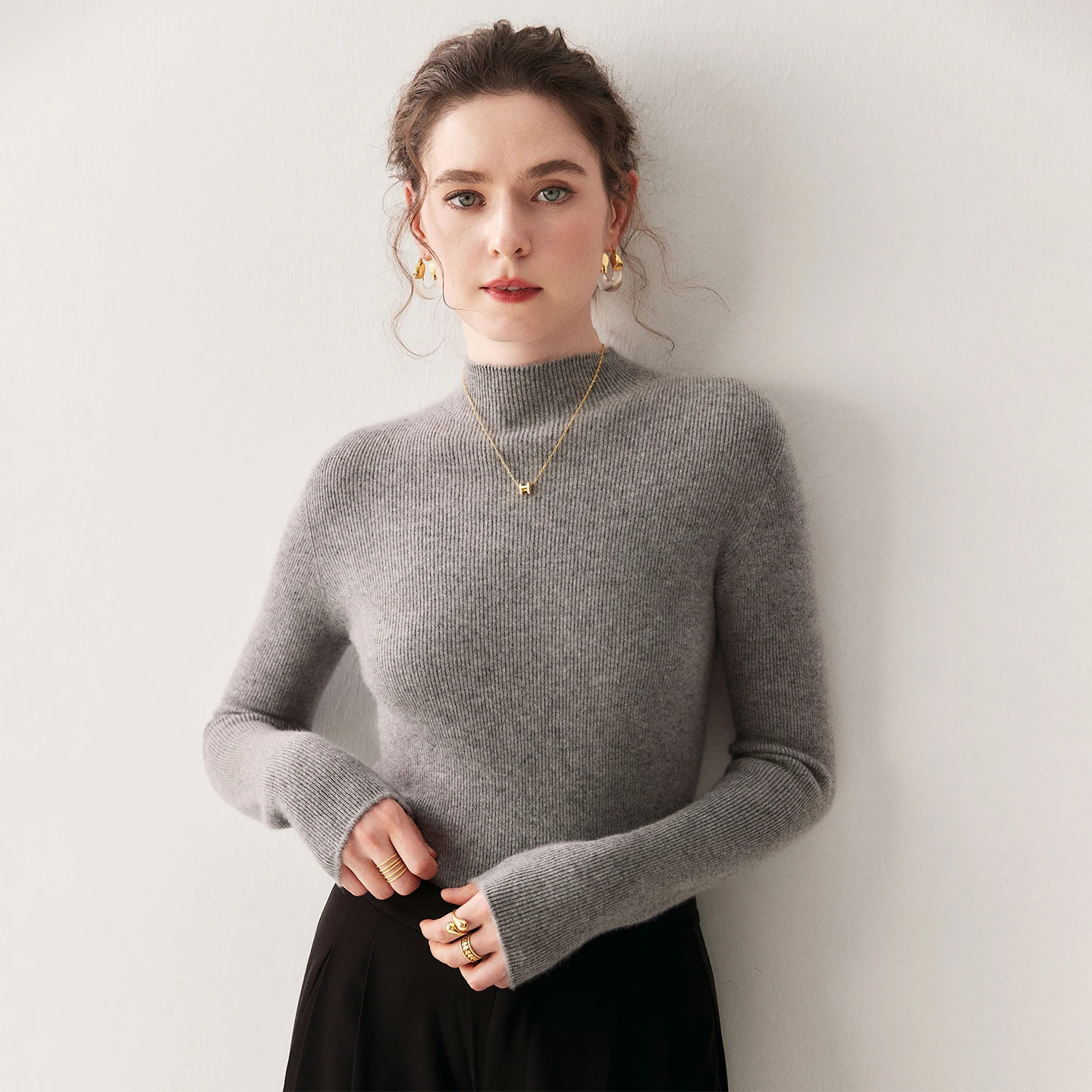 MEELEX Classic Autumn Winter Women 100 Cashmere Sweater Half High Neck Pullover Top Soft Warm Cashmere Undershirt for Woman 251024