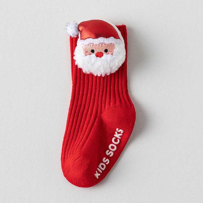 Red Christmas Baby Socks For Boy Girl Winter Warm Children AntiSlip Floor Toddler Socks Xmas Cute Elk Tree Snowman Sock 03Year J251024