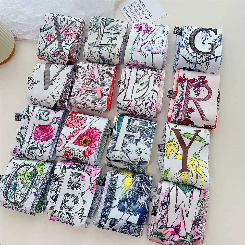 26 Letter Printed b00x6cm Fashion Small Silk Scarf For Wen New Design Brand Scarves Wens Bags Hair Tie Accories Y251024