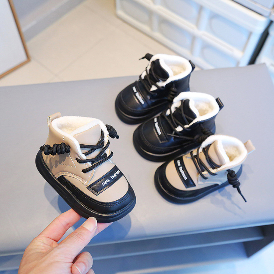 Toddler Boots for Infant Boys Fur Plush Warm Winter Shoes Girls Kid Short Boots Walkfashion Baby Non-slip Snow Boots Shoes Sizes US1C-US9C W1150