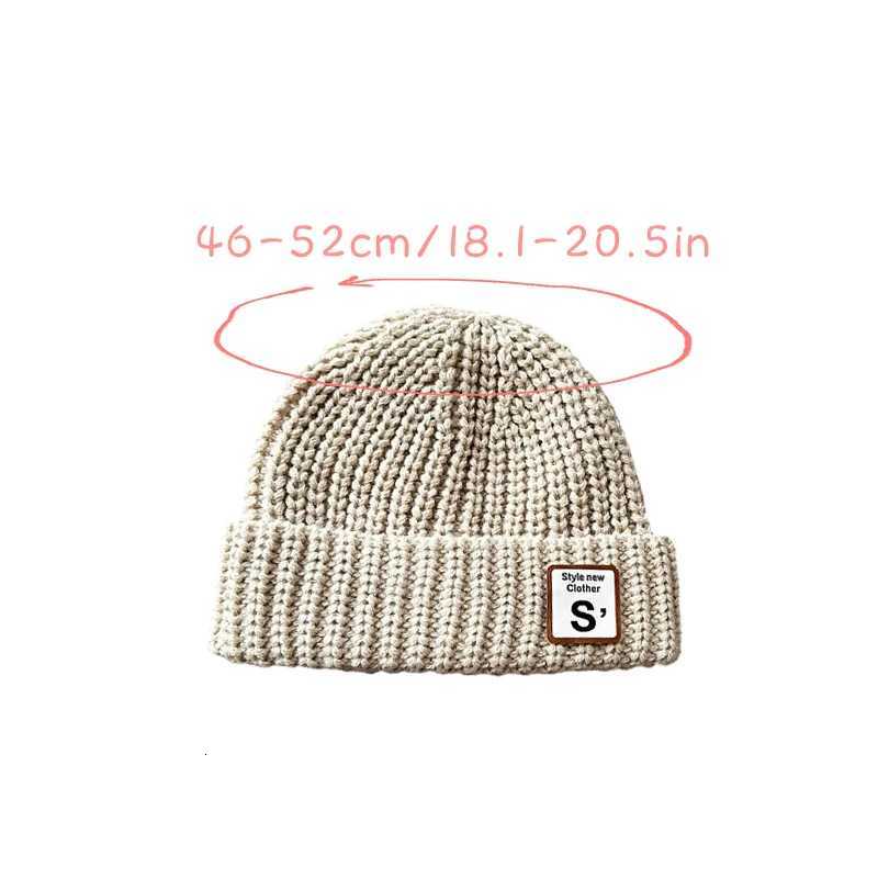 Letter S Baby Beanie Cap Winter Warm Wool Knitted Hat for Toddler Boy Girl Korean Solid Color Kids Brimless HatsL251024