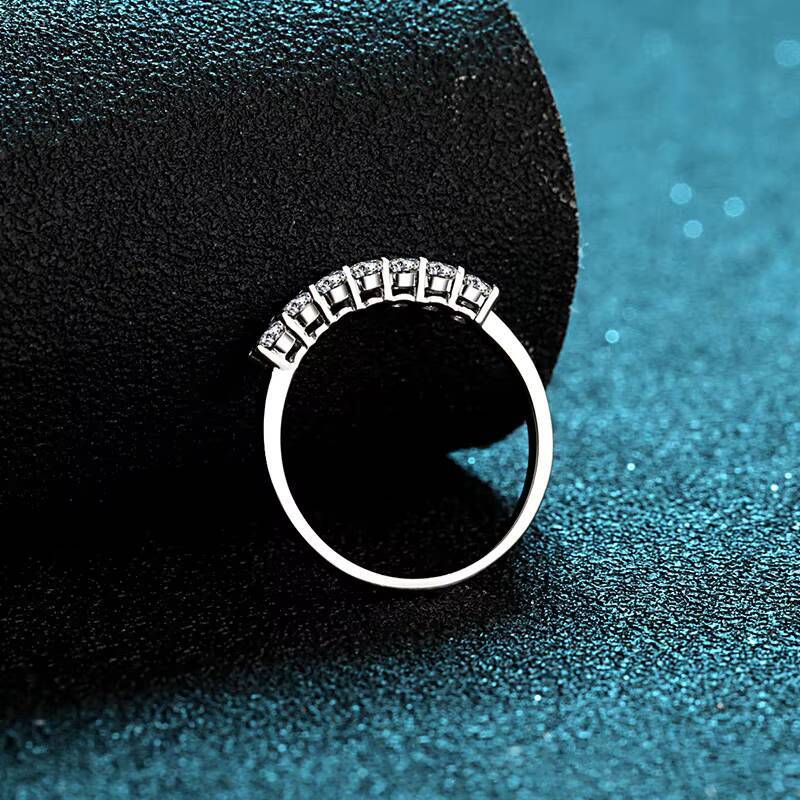 Moissanite Rings 7 Stones Sterling Silver D VVS Lab Diamond with GRA Certificate Engagement Wedding Ring for Women