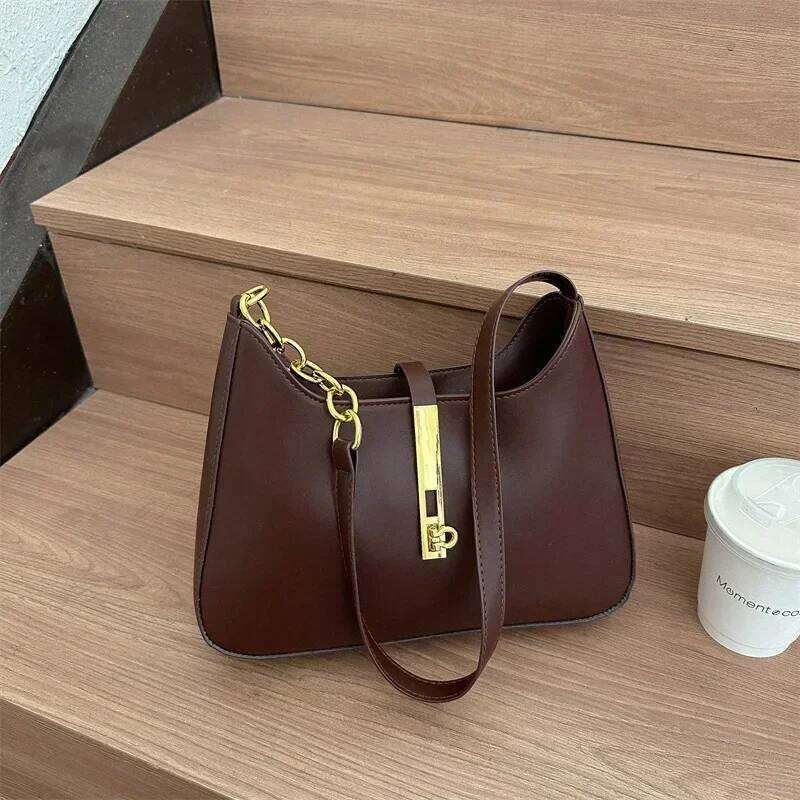 PU Leather Shoulder Bag For Women Casual Solid Color Design Handbags Brand Purse 2025 Fashion Shopper Clutch Women's Bags