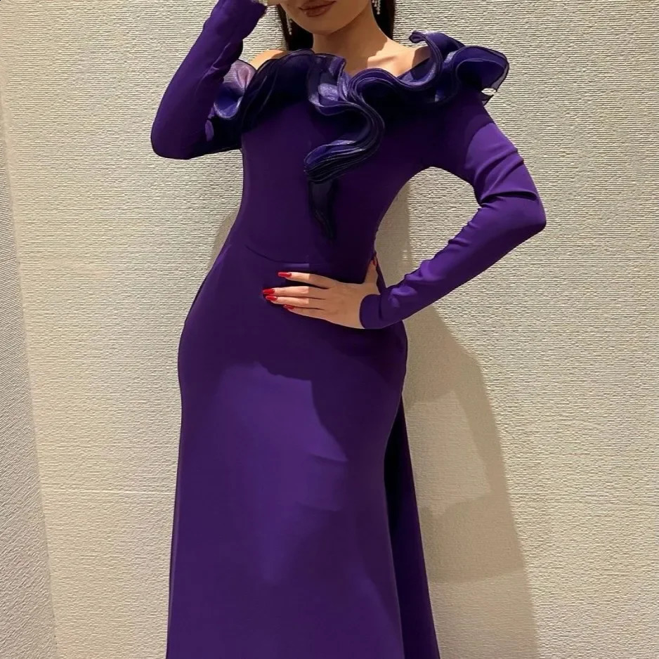 AutumnWinter Womens Evening Dress Sexy Tail Wagon Flower Edge Ballevening Dress CrossBorder Ecommerce 251023