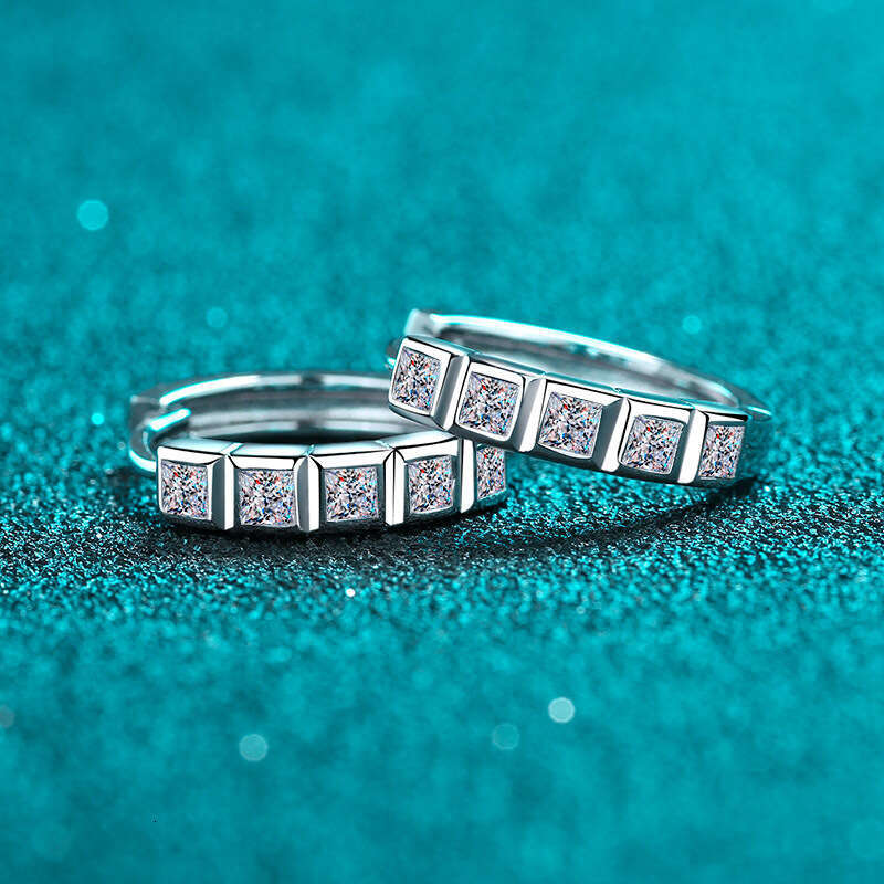 DHCollections-- S Sier Earrings for Women Half Circle Square Dia Moissanite Cuff Plated PT950 Petite Ear Jewelry
