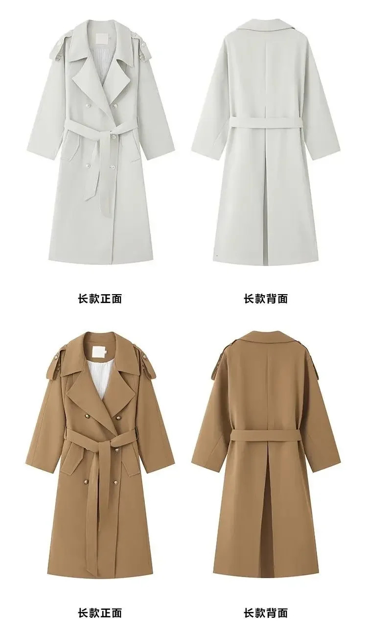 British Trench Coat Women MidLength Notch Lapel Blazer Style Trendy Overcoat 251021