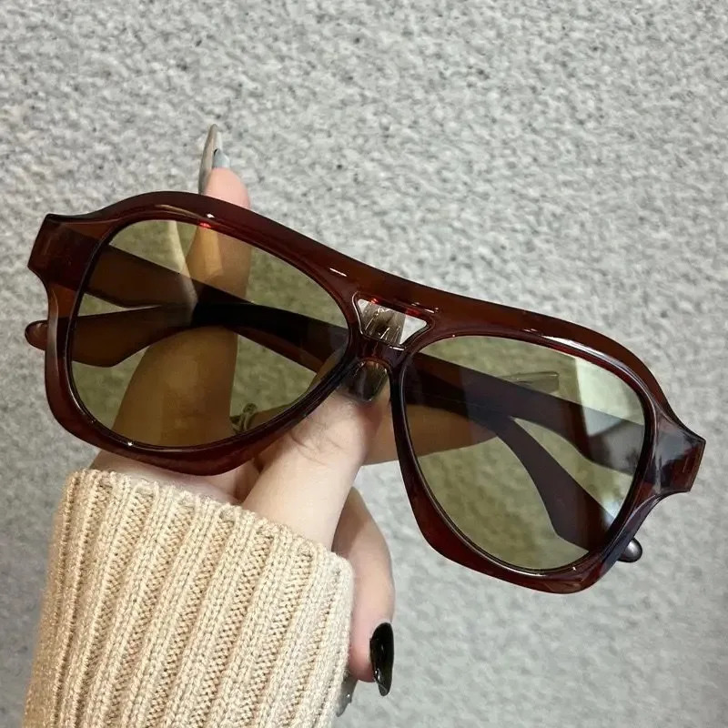 Retro Women Double Beam Sunglasses Glasses Ins Fashion Gradient Eyewear Men Eyeglasses UV400 Goggles 251023