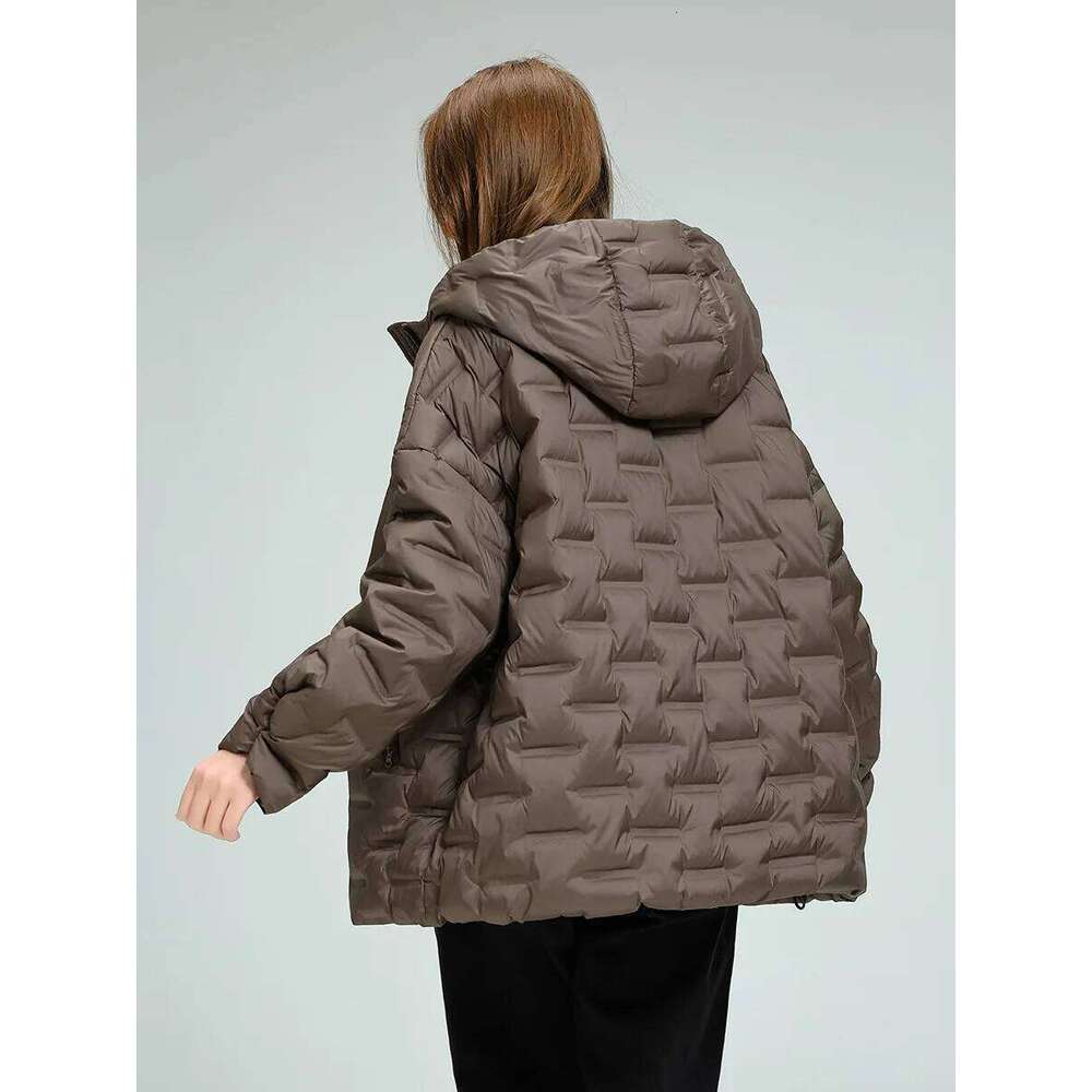 Schinteon Women Light 90% White Duck Down Jacket Casual Loose Over Size Autumn Winter Outwear With Hood Top Quality Coat 2025 Womens Coat