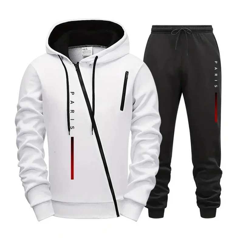 Men Versatile Diagonal Zipper Jacket Casual Autumn Winter Hoodie Comfort Single Sweatshirt Top Pants Jogging Sport Fashion DailyT251024
