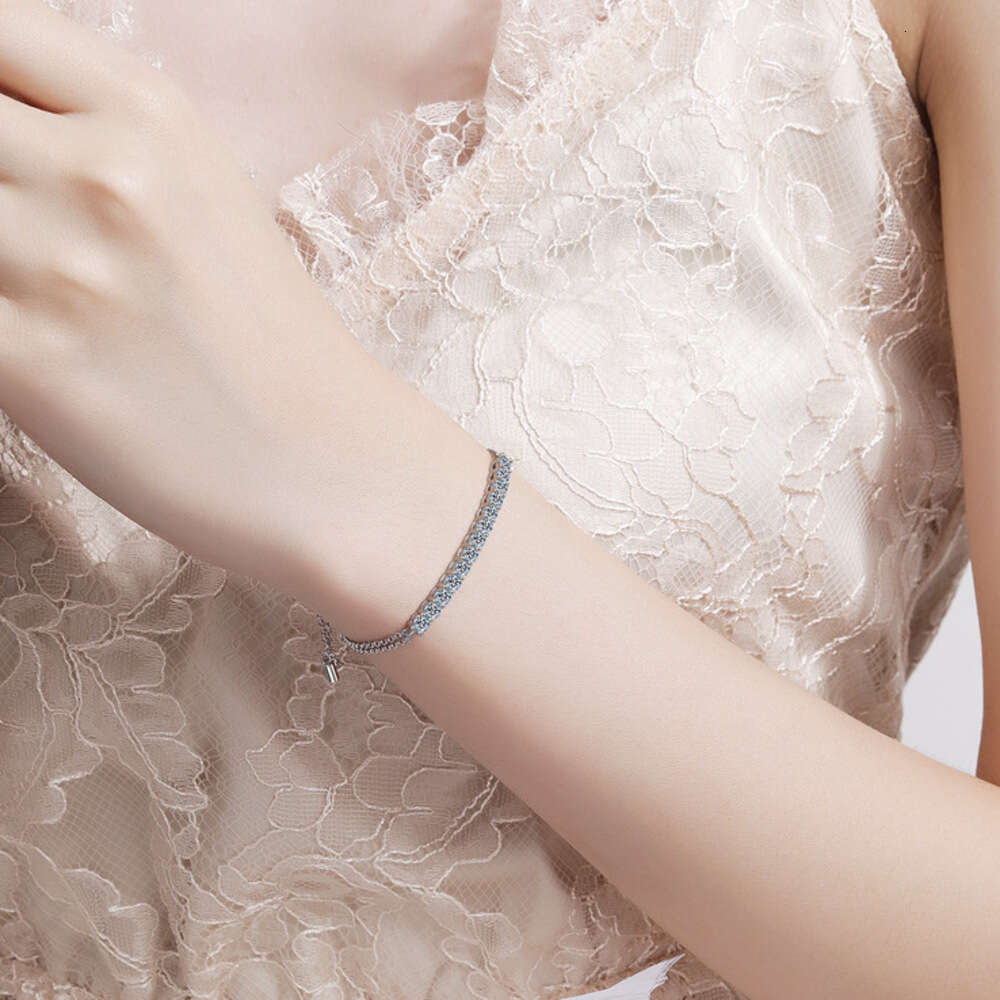 DHCollections-- S Pure Sier 1.3 Moissanite Simulated Dia Row Bracelet Direct Certification