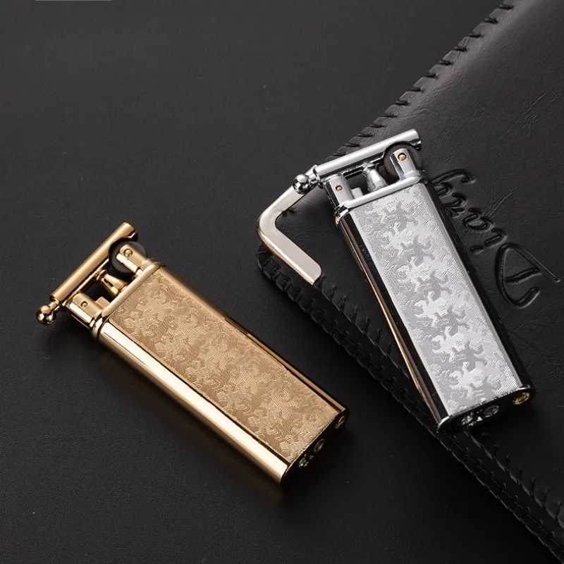 Inflatable Butane Gas Lighter Retro Grinding Wheel Double Sided Relief PortableSmoking Accessories High Flame Cigarette Lighters1 D251024