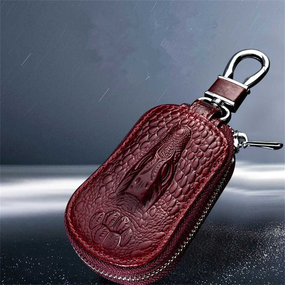 Leather Car Key Case Fashion Mini MenS Key Wallet Pocket Key Holder Organizer Pouch Keys Organizer Large Capacity Zipper Bag Z251023