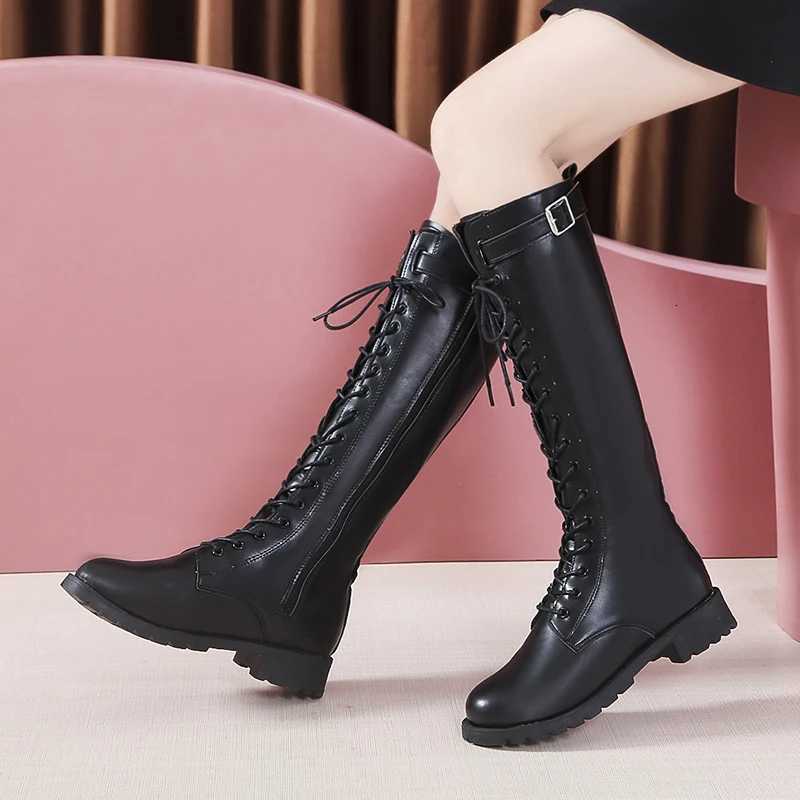 Winter new round head thick soled cross strap fashion high boots comfortable nonslip increase personality trend fashion boots W251024