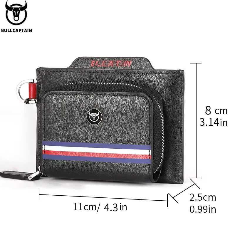Bullcaptain Men Genuine Leather Wallet Male Small Purse Mini Money Bag Walet Thin Portomonee carteras Mans Wallet Card Holder Z251023