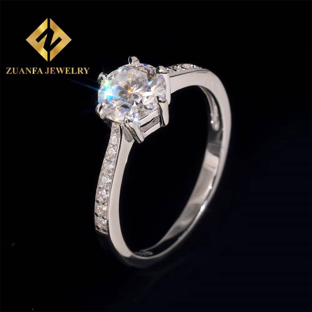 Fashion Jewelry Round Shaped Eternity Moissanite Engagement Ring Trendy 6 Claws GRA Certificate Moissanite Wedding Ring