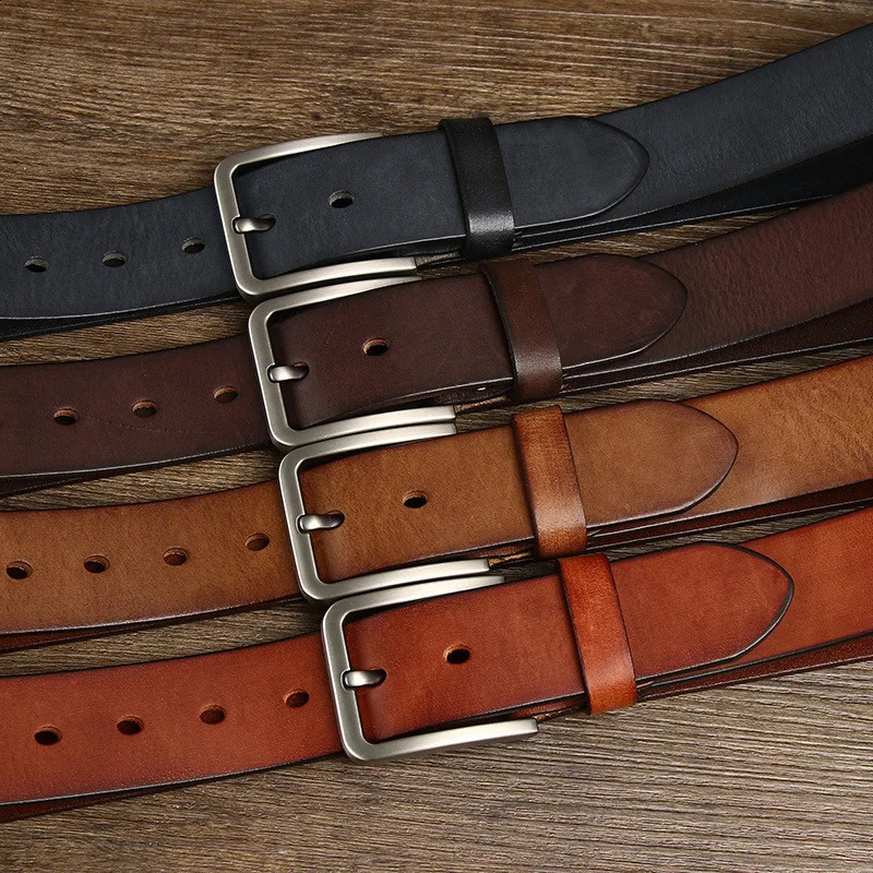 38CM Genuine Leather For Mens High Quality Buckle Jeans Cowskin Casual Belts Business Cowboy Waistband Male Fashion 251013