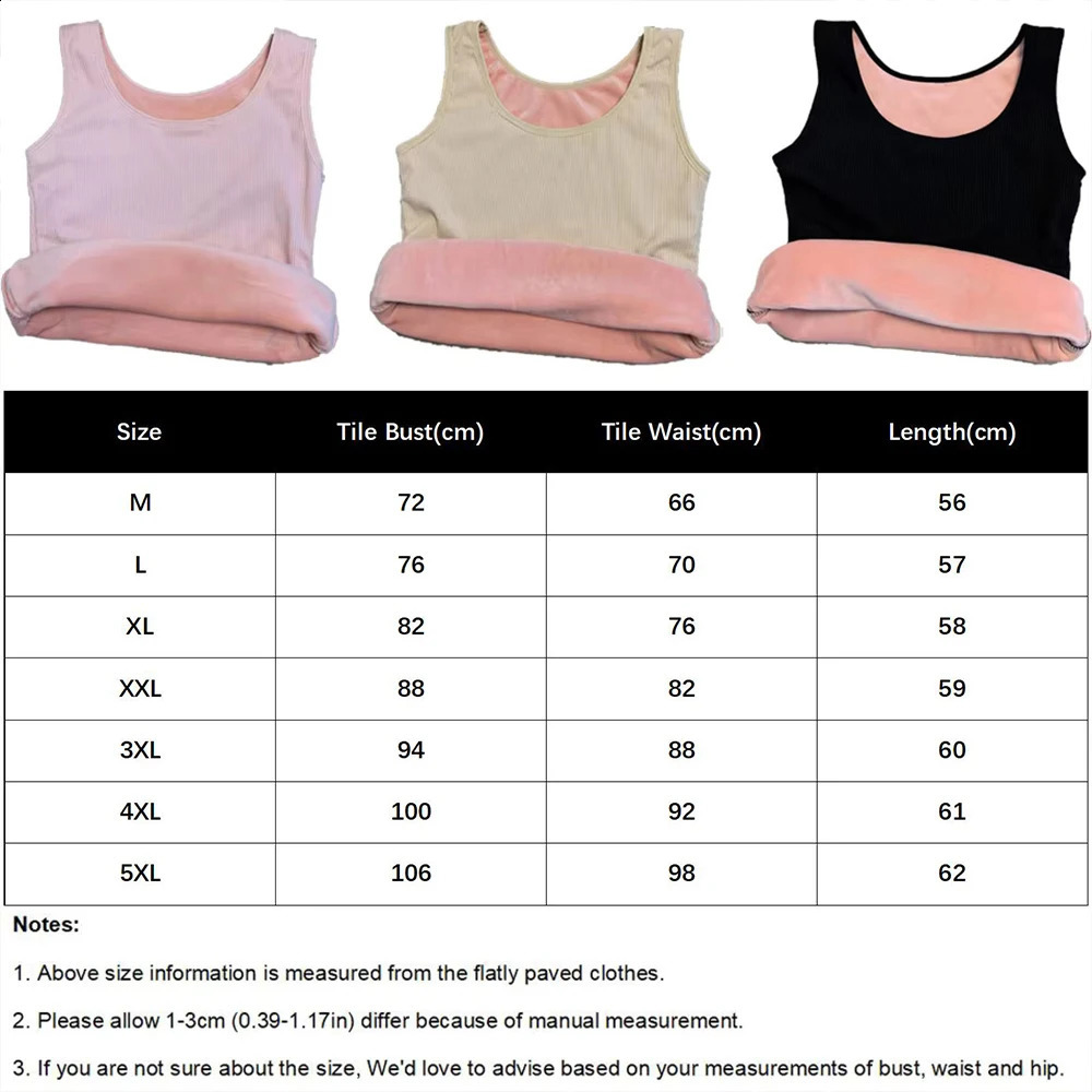 Women Plus Size Fleece Lined Tank Top Winter Thermal Underwear Thick Camisole Warm Velvet Vest Bottoming Top 251023