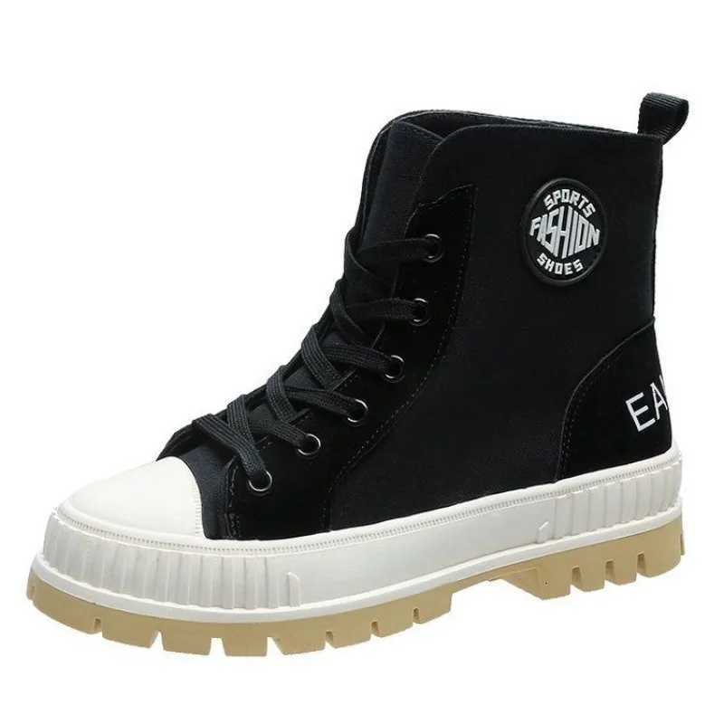 Combat Sneakers Elegant with Medium Heels Footwear Punk Style Round Toe Laces Short Shoes for Woman Sports Womens Ankle Boots W251024